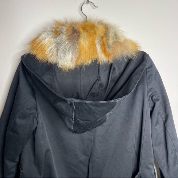Sandro Paris Parka Dark Navy with removable real Fox fur trim and hood 36/4 - Picture 5 of 14